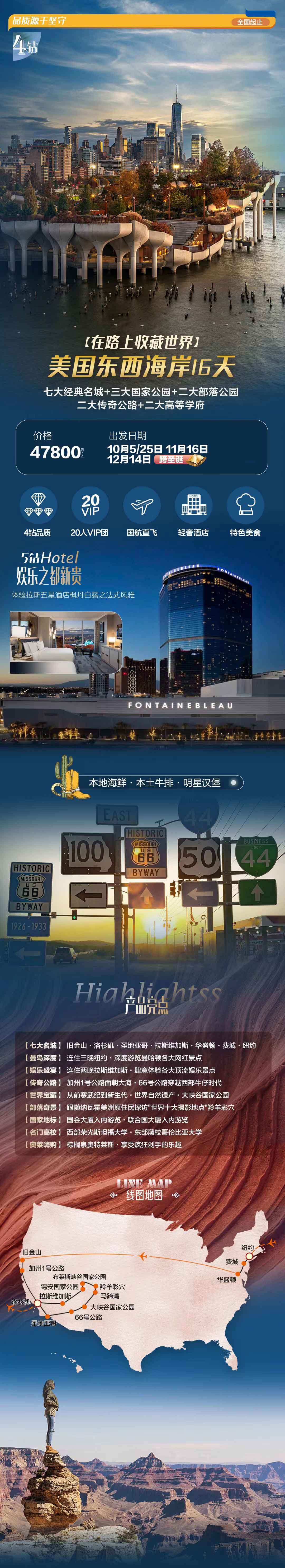 【在路上收藏世界】美國東西海岸七城品質16日產品特色簡圖